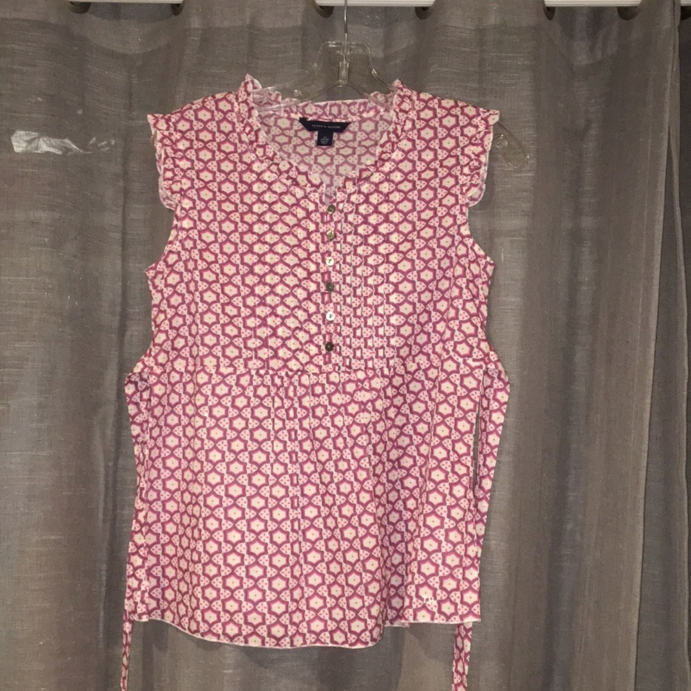 Pink and white patterned Tommy Hilfiger shirt